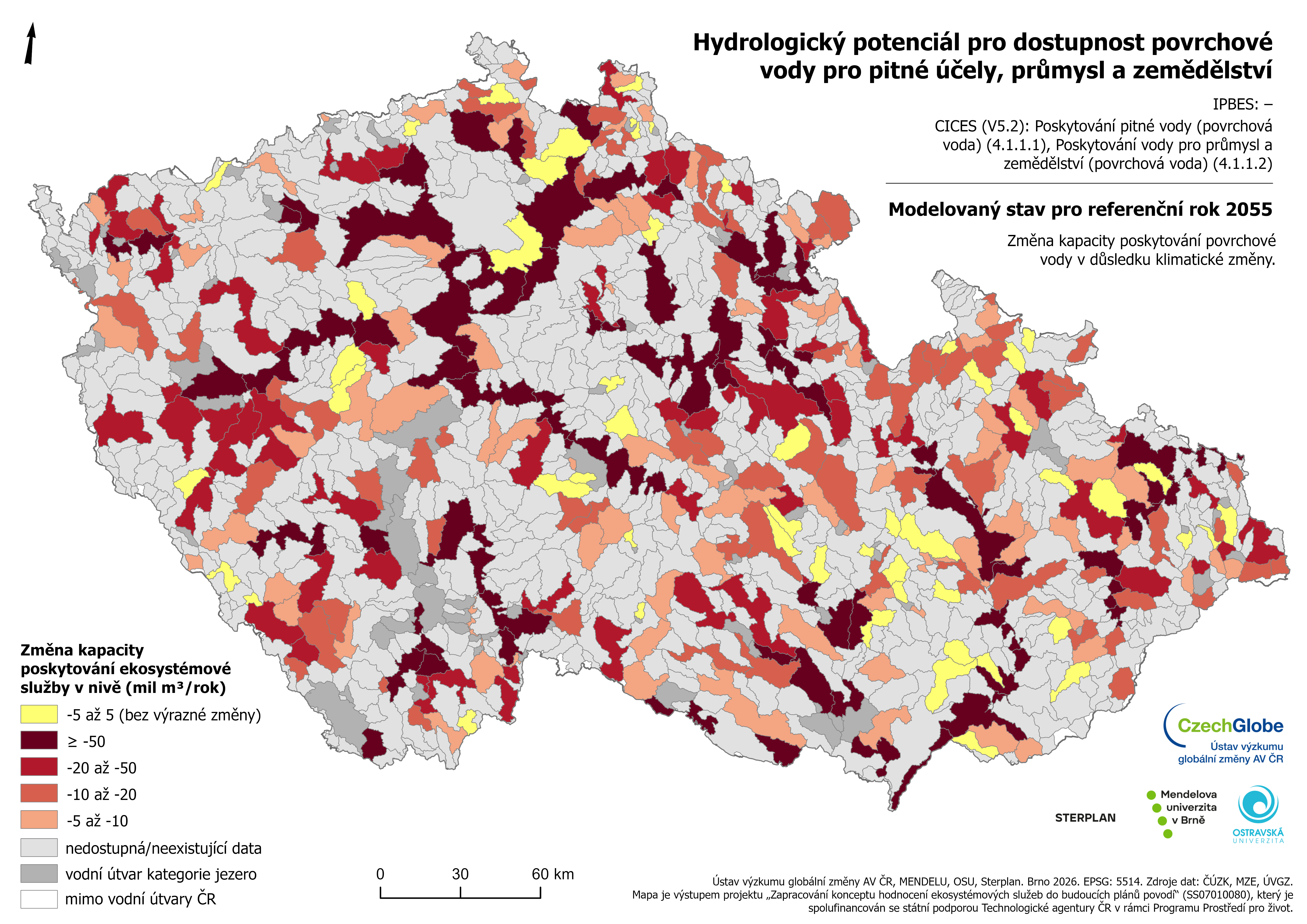 3-55 - Dostupnost povrchové vody (2055)